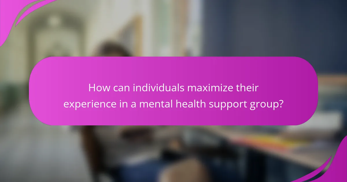 How can individuals maximize their experience in a mental health support group?