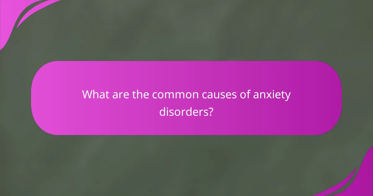 What are the common causes of anxiety disorders?