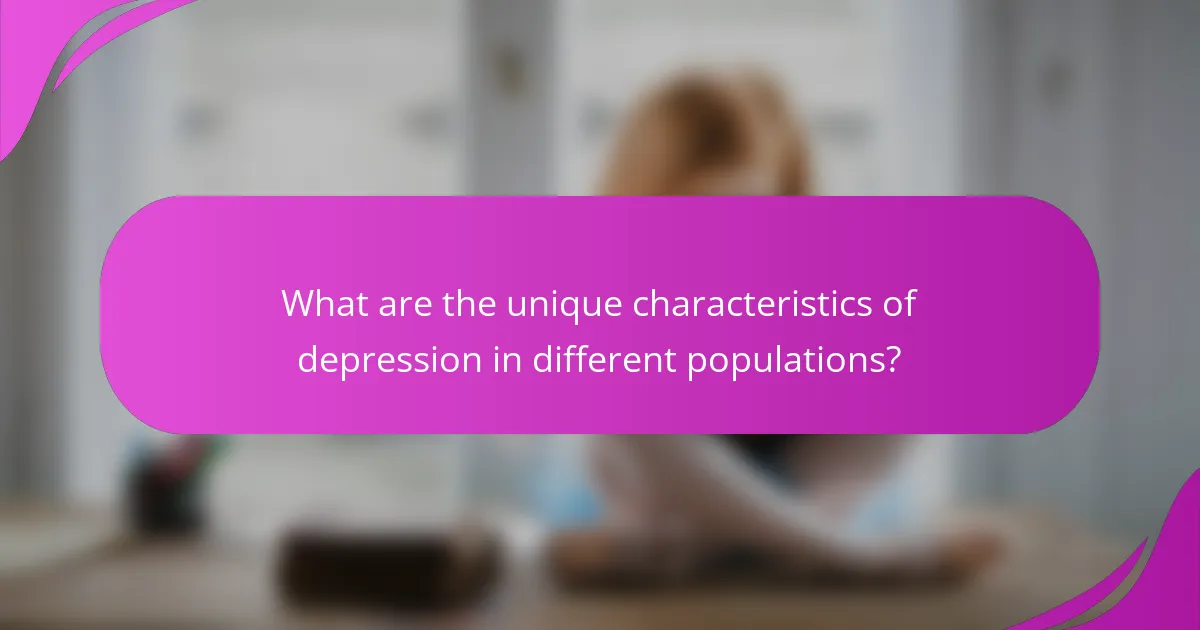 What are the unique characteristics of depression in different populations?