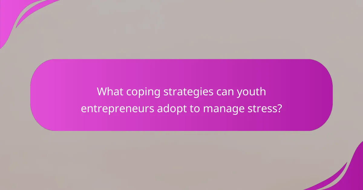 What coping strategies can youth entrepreneurs adopt to manage stress?