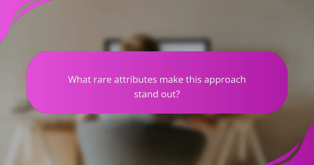 What rare attributes make this approach stand out?