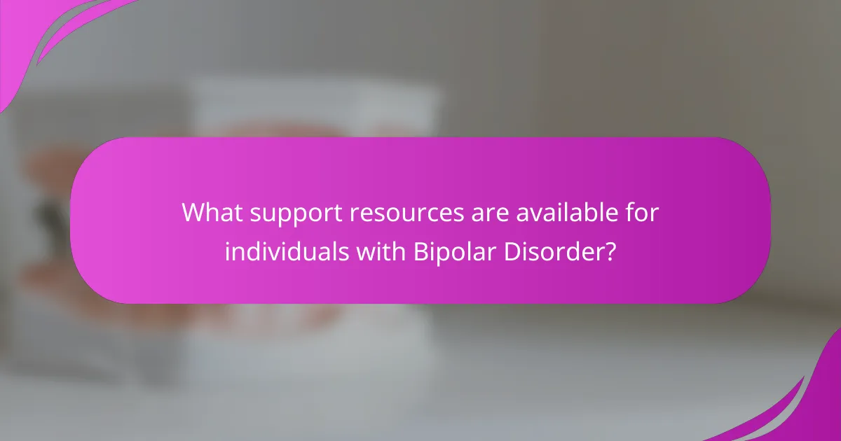 What support resources are available for individuals with Bipolar Disorder?